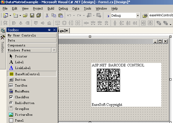 EaseSoft DataMatrix Barcode .Net Control support printing and images output