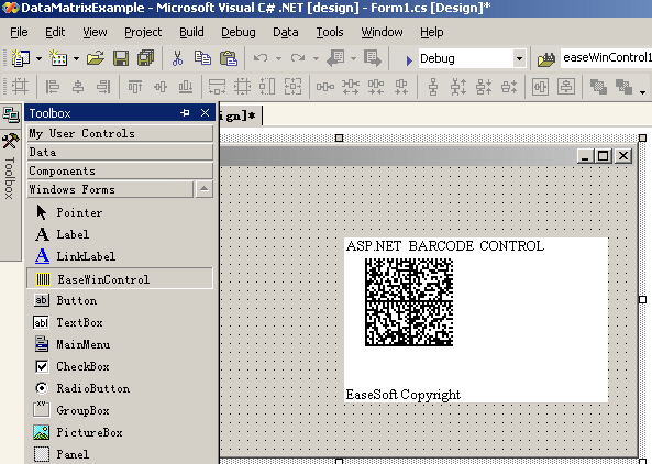 EaseSoft DataMatrix ASP.NET Web Controls generate the barcodes dynamically.